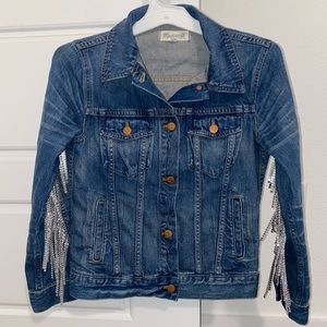 Rhinestone fringe denim jacket